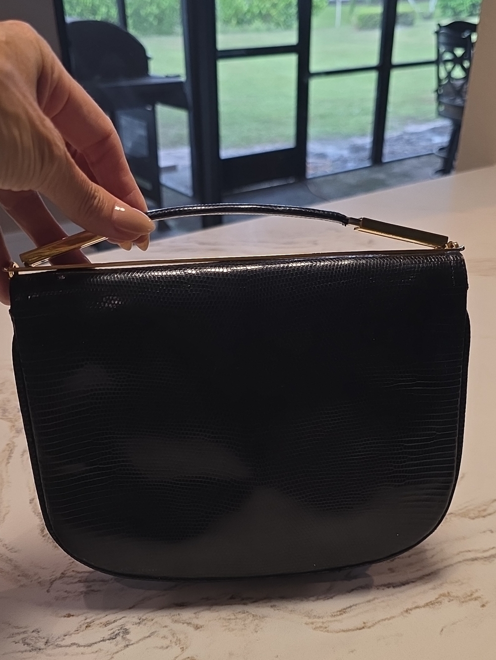 John F Made in Florence Vintage Black Bag with Gold Accents
